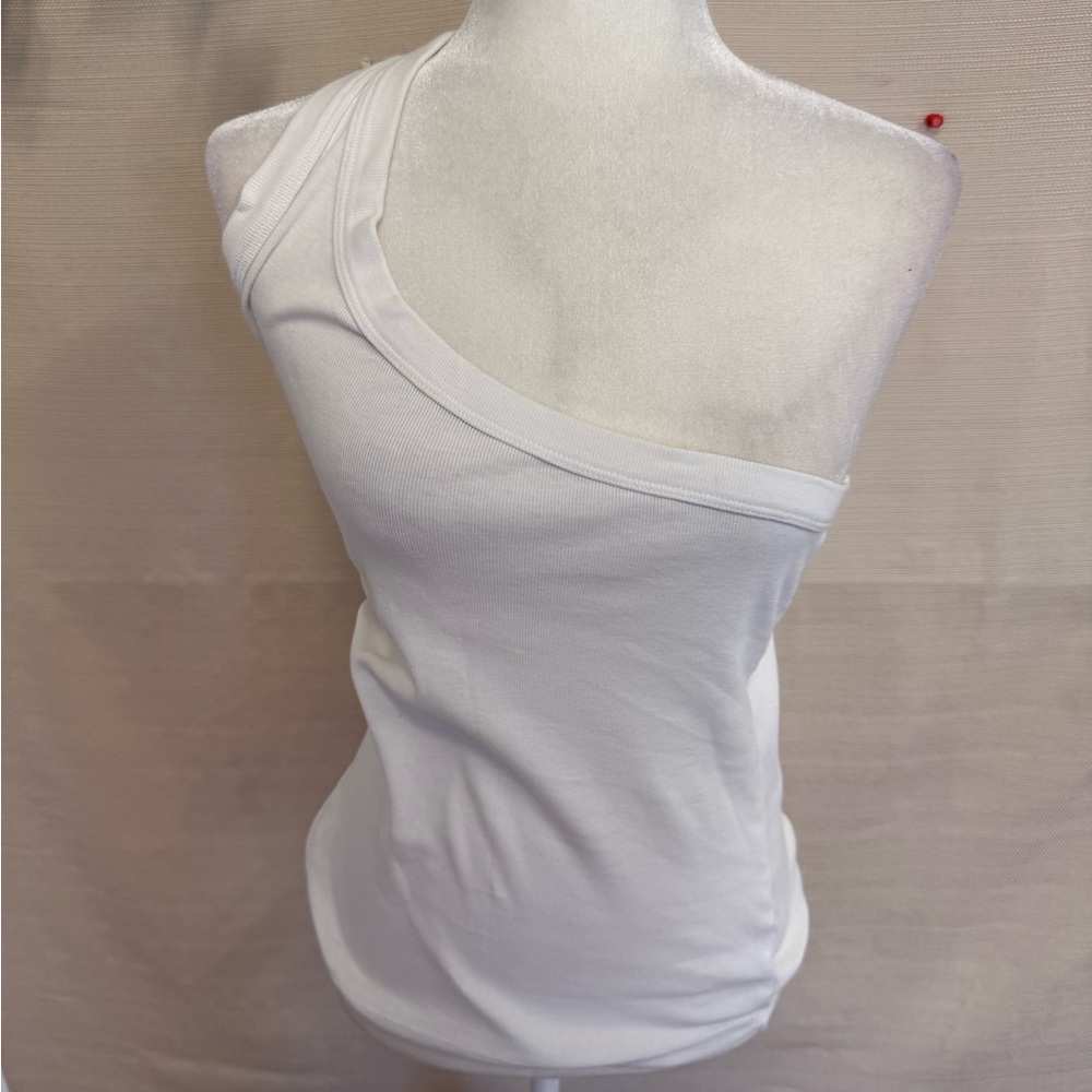 Michael Stars Off-White One-Shoulder Tank Top